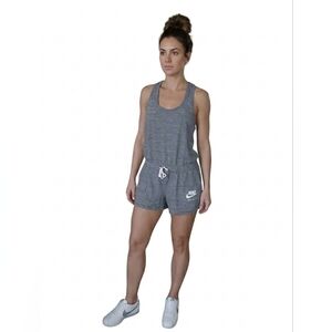 Nike Gray Heather Sleeveless Romper with Drawstring
